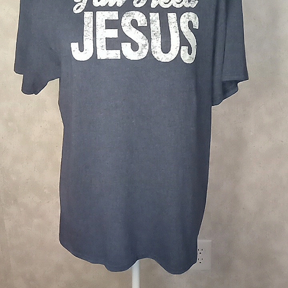 Graphic Tee, Distressed letters,say Y'all Need Jesus" Heather Blue color, size m - Picture 4 of 7